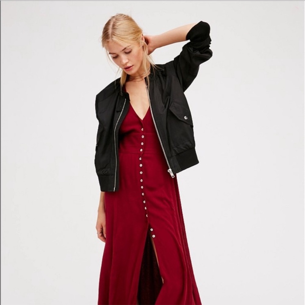 Free People Black Bomber Jacket